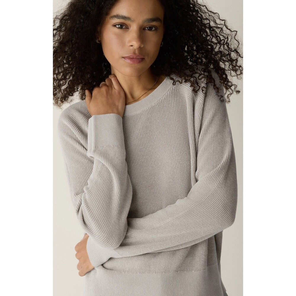 NEW EILEEN FISHER Organic Linen Cotton Wedge Sweater in Beige Sz XS